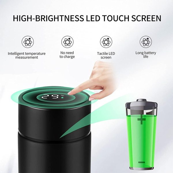 Stainless Steel Water Bottle, with Temperature Display
